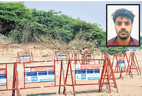 Jaffar Gulam Hussain Irani (inset) fired twice at the police before he was killed near Taramani railway bridge on Wednesday 