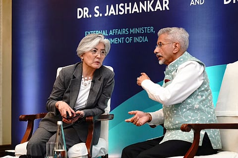 External Affairs Minister S. Jaishankar with Asia Society President and CEO Kyung-wha Kang 