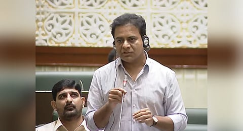 KT Rama Rao addressing the aseembly. 