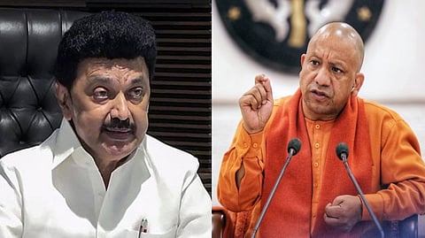 Tamil Nadu Chief Minister MK Stalin (L) , UP CM Yogi Adityanath.