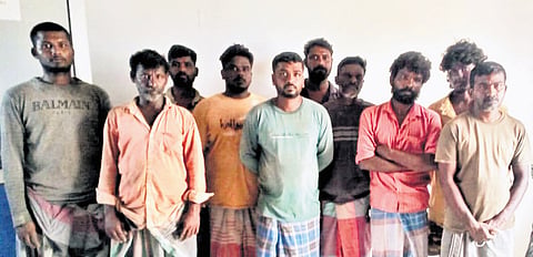 The boat was caught fishing in Lankan waters with 11 Indian fishermen, who were arrested and taken to Kankesanthurai port 