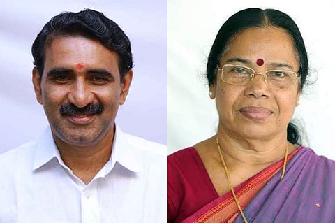 Kerala BJP leader B Gopalakrishnan and former minister P K Sreemathi 