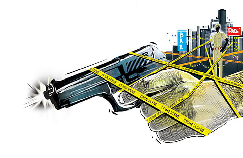 The victim managed to escape unhurt even as two rounds were fired at him. 
