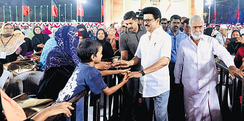 Chief Minister MK Stalin taking part in an Iftar held in Chennai on Saturday 