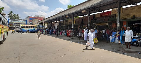 The existing bus stand, named after former chief minister M Karunanidhi,
spans 1.66 acres and comprises 12 parking bays 