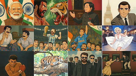 A collage of Studio Ghibli inspired artworks circulating on social media.
