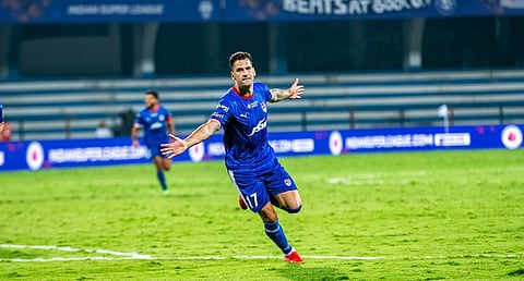 BFC's Edgar Mendez scored the second of the night with a thumping finish