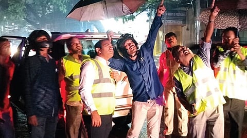 TGSPDCL CMD Musharraf Ali Faruqui inspects restoration works in Hyderabad on Thursday