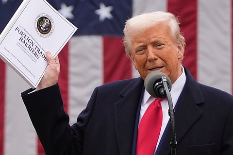President Donald Trump speaks during an event to announce new tariffs in the Rose Garden at the White House (Photo | AP)