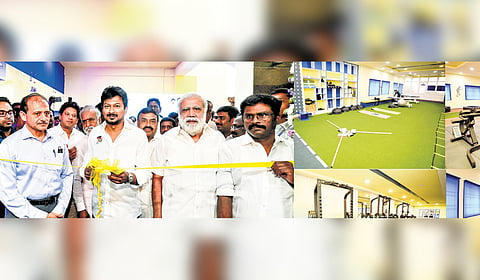 Deputy Chief Minister Udhayanidhi Stalin inaugurates Tamil Nadu Sports Science Centre at Jawaharlal Nehru Sports Stadium on Friday 
