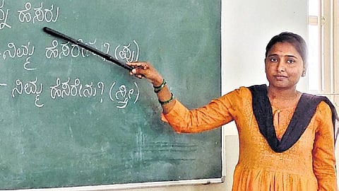  Rekha teaches rural students Sanskrit in Kurtakoti