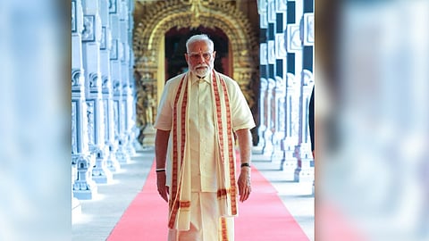  Prime Minister Narendra Modi at 
 Sri Arulmigu Ramanathaswamy Temple in Rameswaram