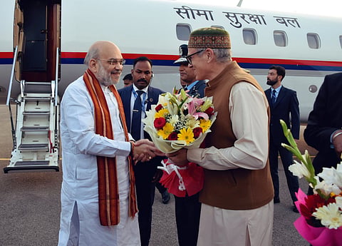 Representational image of Union Home Minister Amit Shah and J&K CM Omar Abdullah.