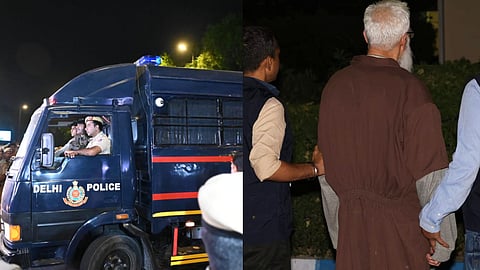(L) Tahawwur Rana being brought to Patiala house court in New Delhi (R)  Rana arrives at Delhi airport after extradition from the US. 