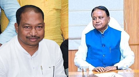Deputy speaker and Talsara MLA Bhabani Shankar Bhoi (L), Chief Minister Mohan Charan Majhi.