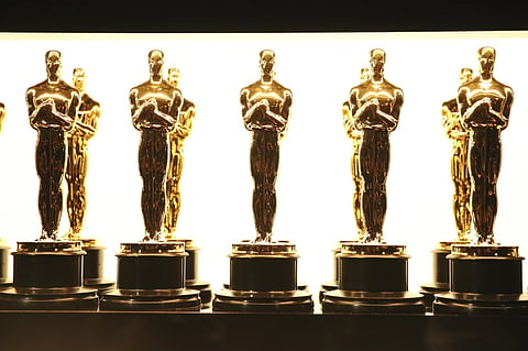 Oscar statuettes appear backstage at the Oscars in Los Angeles on Feb. 26, 2017. 