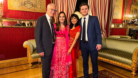 This 2024 photo provided by John Santoro shows, from left, Dr. Michael Groff, Karenna Groff, Dr Joy Saini, and James Santoro.