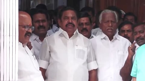 Visuals from out the TN Assembly after AIADMK staged a walkout as the Speaker allegedly did not allow them to raise issues regarding DMK ministers on Wendnesday.