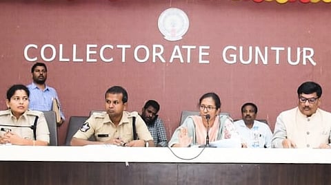 Guntur district collector S Nagalakshmi along with SP Satish Kumar. 
