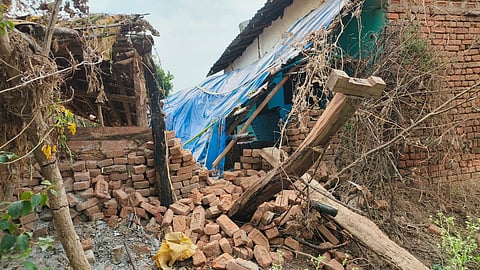 Houses destroyed by the wild elephants.