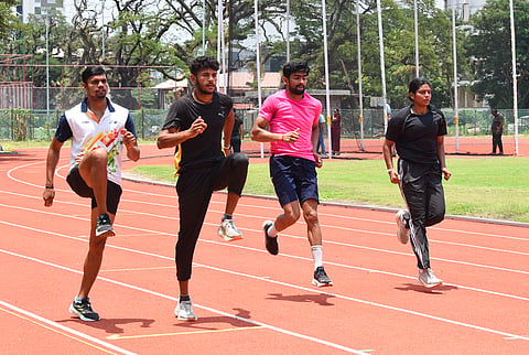 Athletes train ahead of the four-day championship at the venue in Kochi on Sunday