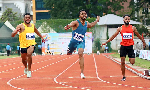 Pranav Pramod of Railways clinched gold in the men's 100 metres on Monday with a personal best of 10.27s