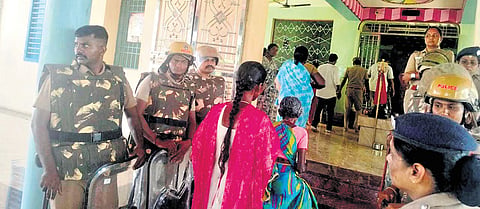 Devendrakula Vellalars entering the temple on Tuesday for the first time since it was constructed around 1930