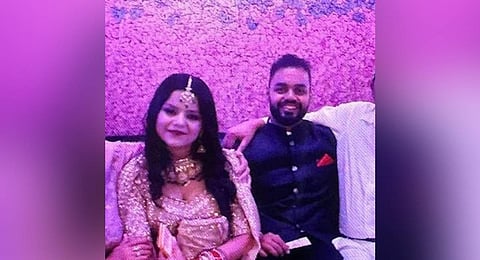 Lieutenant Vinay Narwal and his wife at their wedding. 