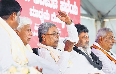 Chief Minister Siddaramaiah addresses the media after the cabinet meeting 
in MM Hills, Chamarajanagar district, on Thursday