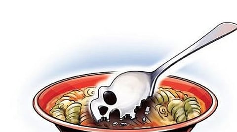 As the prepared vegetable was to be checked for its taste by a spoon, the emanating strong, unpleasant smell of phenyl was detected and surprised many.