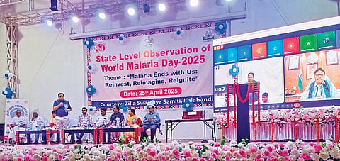 Mahaling addressing the event at the Bhawanipatna town hall in virtual mode 