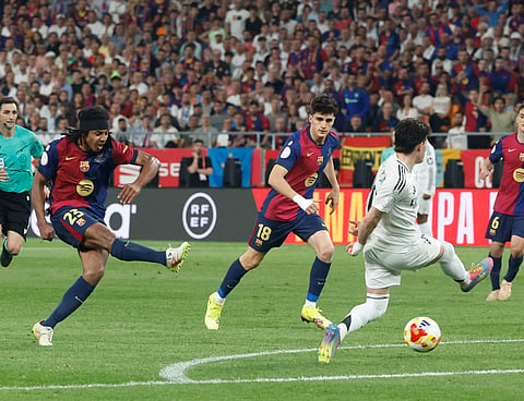 Currently, Barcelona top the points table with 75 points from 34 matches, while Real Madrid sits second with 71 points from the same number of games. 