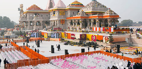 Ram Darbar, comprising idols of Lord Ram as king, Goddess Sita, Lakshman, Bharat, Shatrughan, and Lord Hanuman, will take its final shape in the sanctum sanctorum on the first floor of the temple.