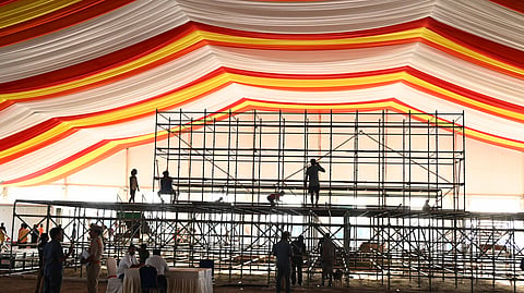 Arrangements are going on full swing days ahead of PM Narendra Modi's arrival in Amaravati for the relaunch of the construction works of the capital area. 