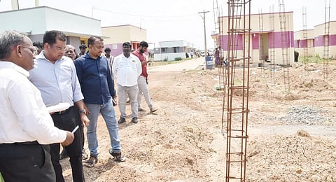 Tamil Nadu Adi Dravidar Housing and Development Corporation (TAHDCO) Managing Director KS Kandasamy on Thursday inspected Mannur in Kancheepuram where the administration is building 44 houses for Irular families 