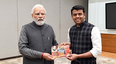 BJP MLA Harish Punja with Prime Minister Narendra Modi. 