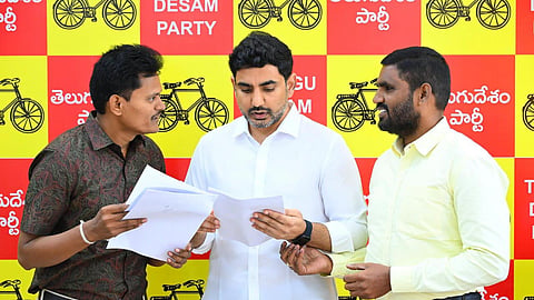Contract employees met Nara Lokesh on Monday. 
