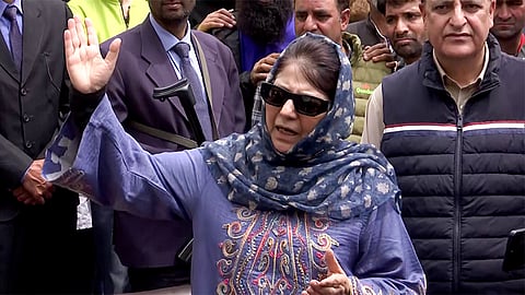 In this photo from May 5, 2025, former J&K CM and PDP chief Mehbooba Mufti interacts with locals during her visit to Pahalgam following the terror attack on April 22 that claimed the lives of 26 civilians.