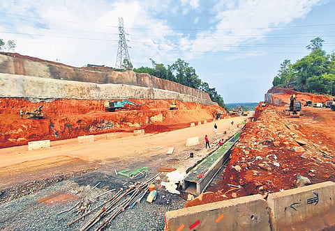 NH widening work progressing at Vattappara near Valanchery in Malappuram 