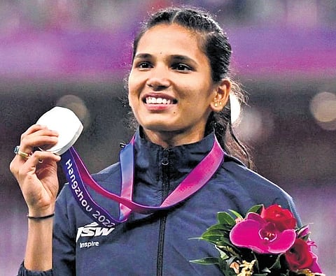 Jothi Yarraji, a 24-year-old athlete from Visakhapatnam 