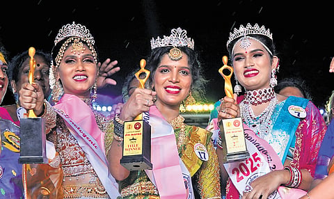 Winner and runners-up of the Miss Koovagam beauty pageant 