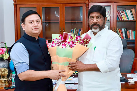Principal Finance Secretary Sandeep Kumar Sultania and Finance Minister Mallu Bhatti Vikramarka