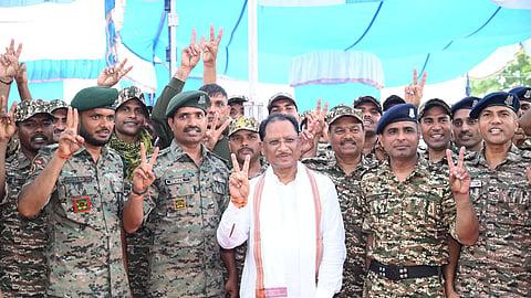 Chhattisgarh CM's visit to the camp, located along the inter-district border of Bijapur-Dantewada, was also intended to boost the morale of the jawans.