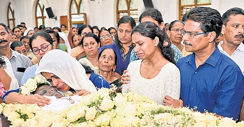 The parents and sister of Ivin Jijo are all tears as his last rites were performed 
at St Augustine’s Church cemetery, Thuravoor, on Friday