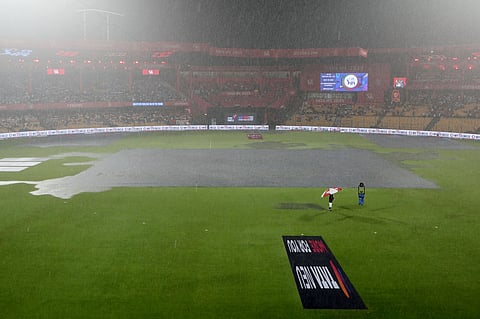 The toss has been delayed due to rain. 