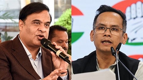 Assam chief minister Himanta Biswa Sarma (L) and Congress MP from Jorhat Gaurav Gogoi.