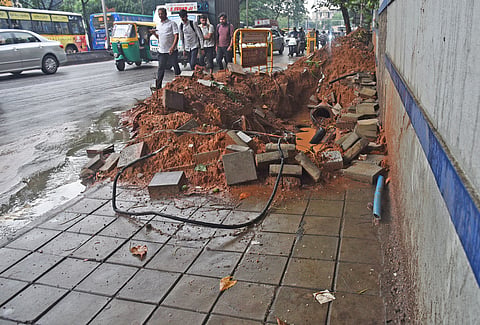 The JC Road footpath was dug up for cable work 