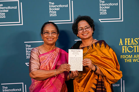 Banu Mushtaq, author of 'Heart Lamp' left, and Deepa Bhasthi, her translator