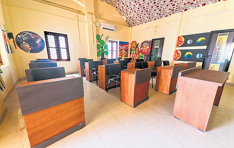 The air-conditioned classroom with attached toilets 