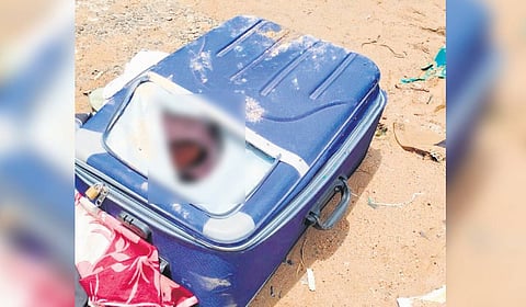 The trolley bag was found near the railway bridge at Chandapura in Anekal on Wednesday.